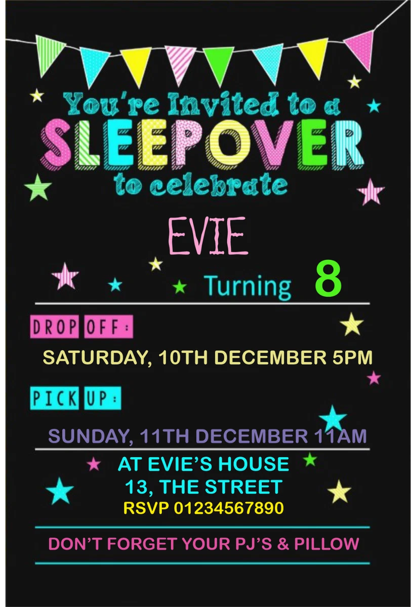 Slumber sale party invitations