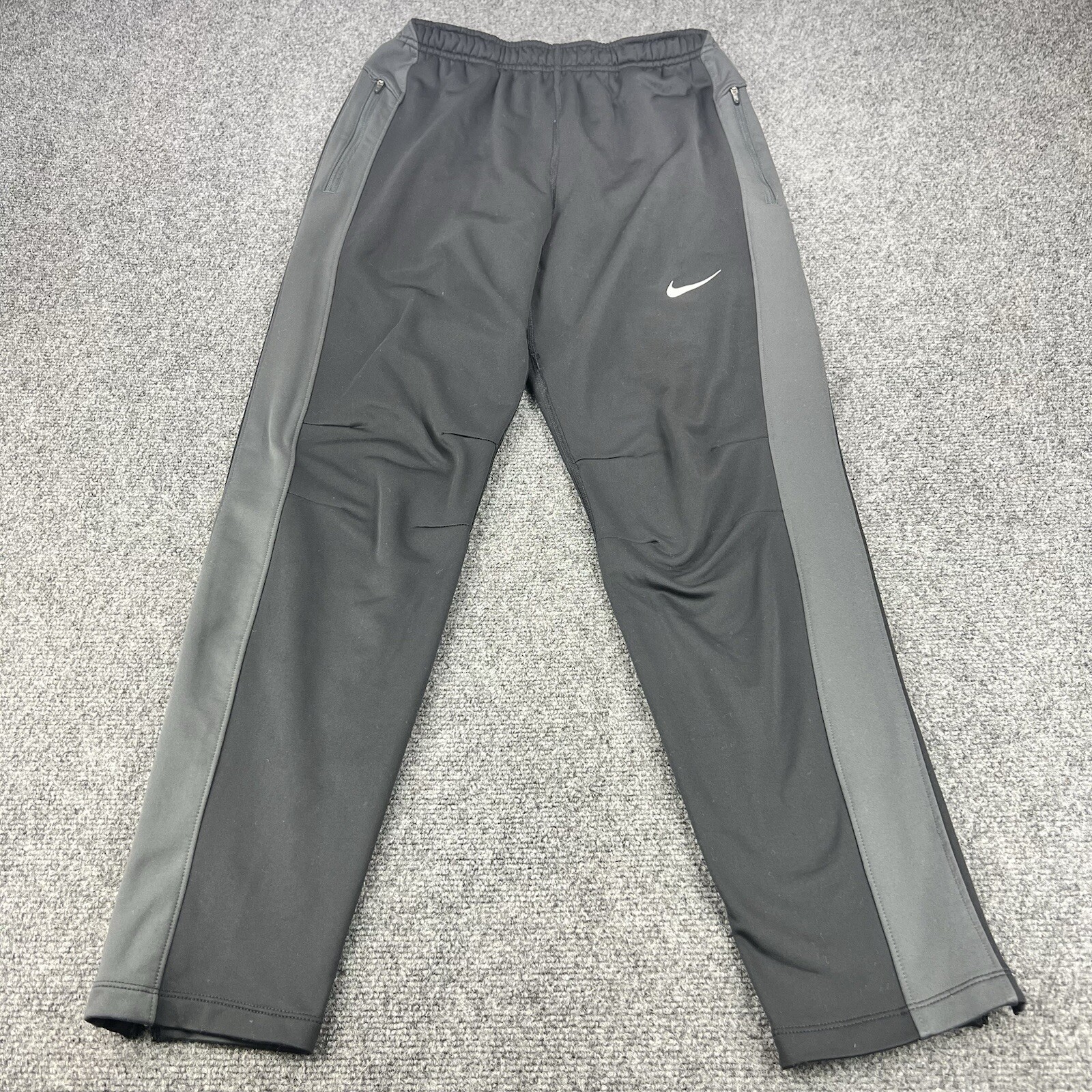 Nike Joggers Mens Medium Gray Dri-Fit Running Pants Tapered Workout Gym Swoosh