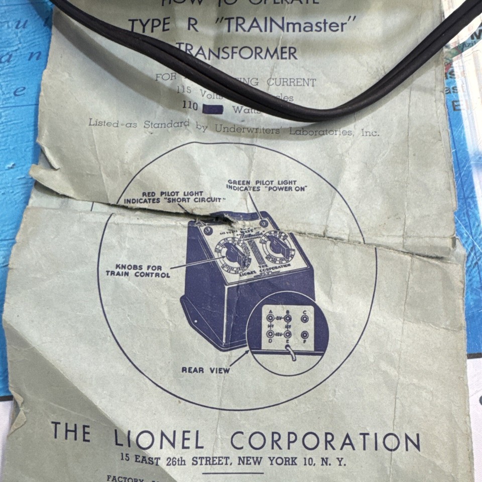 Lionel Type R Trainmaster Transformer 100 watt | eBay