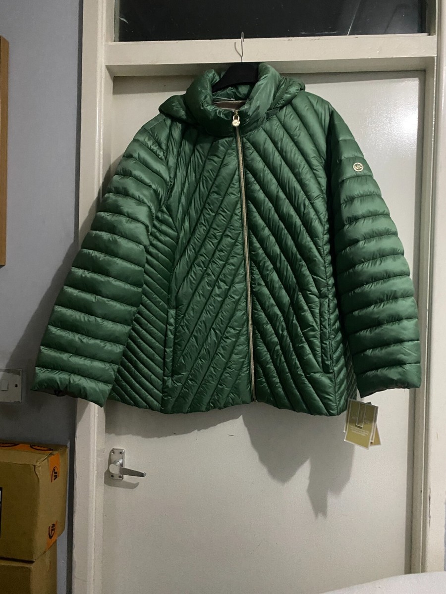 MICHAEL KORS Women's Nordic Knots Green Zip Up Hooded Packable