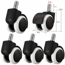 SET 5 RUOTE PER SEDIA DA UFFICIO ROTELLE NERE KIT RICAMBIO POLTRONA GIREVOLE 5PZ