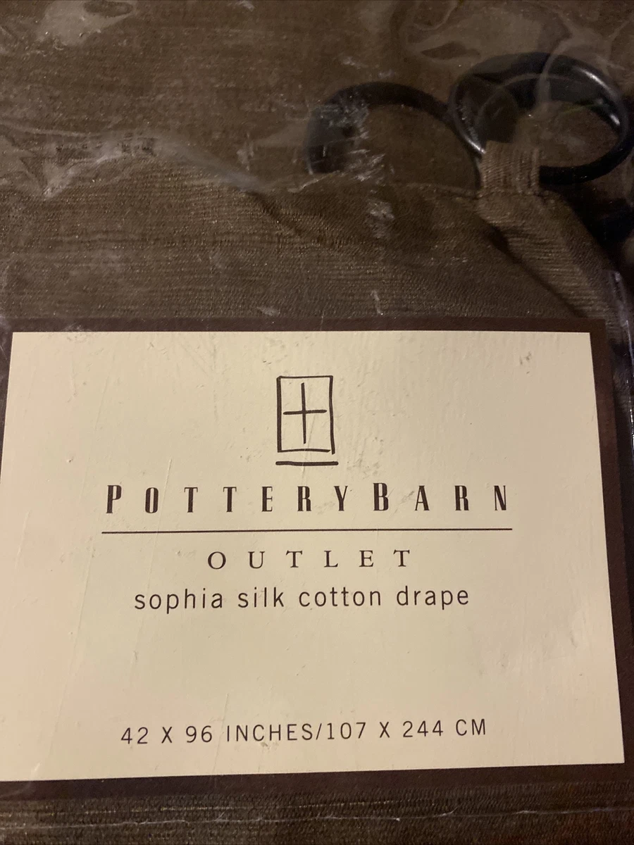 2 New Pottery Barn Outlet Sophia Silk Cotton Drape 42x96 Ring Top Brown