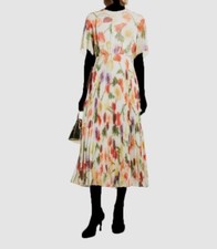 $1495 Jason Wu Collection Women White Silk Floral Poppies Pleated A-Line Dress 8