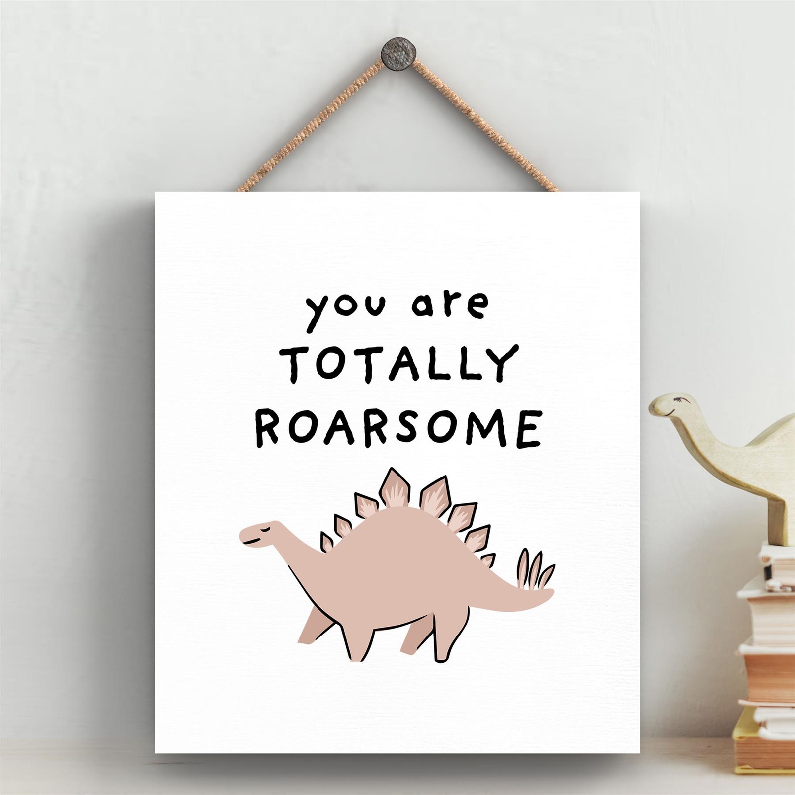 DINOSAUR TOTALLY ROARSOME STEGOSAURUS KIDS BEDROOM SIGN HANGING PLAQUE