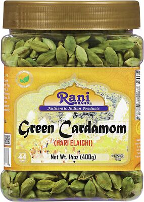Rani Green Cardamom Pods Spice (Hari Elachi) 14oz (400g) PET Jar