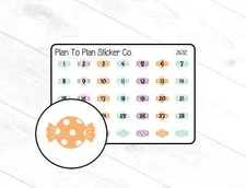 2632~~Halloween Candy Date Covers Planner Stickers.