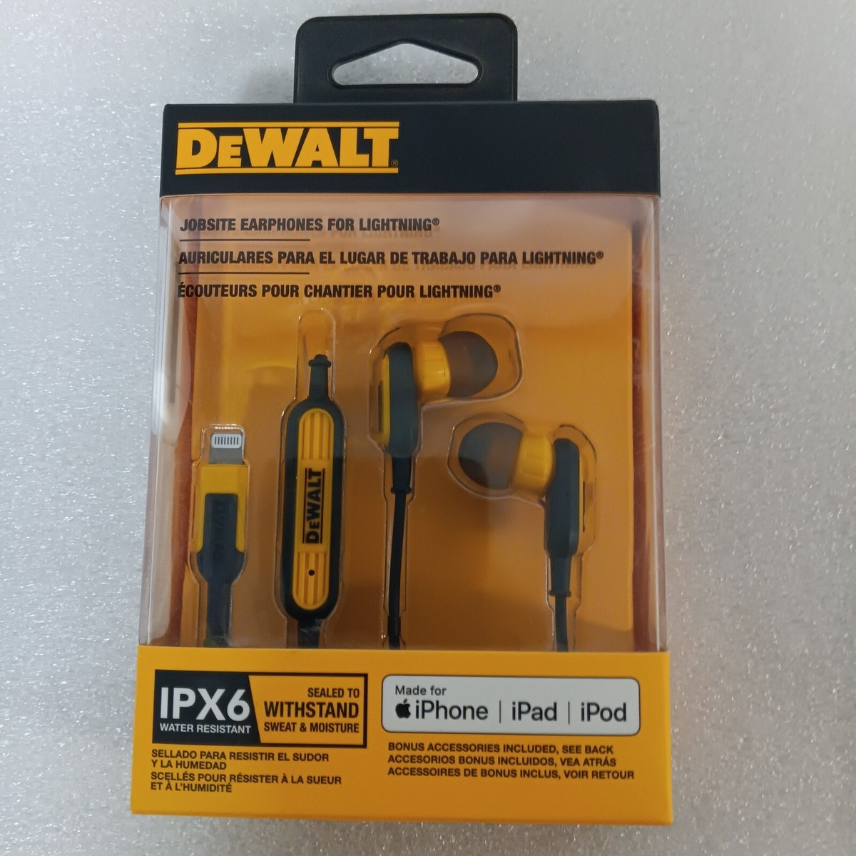 WOW!! DEWALT Jobsite Earphones for Lightning With Bonus Acces