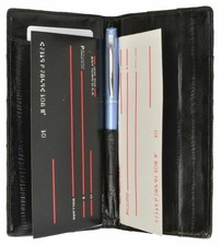 Genuine Eel Skin PLAIN Checkbook Cover Black NEW  
