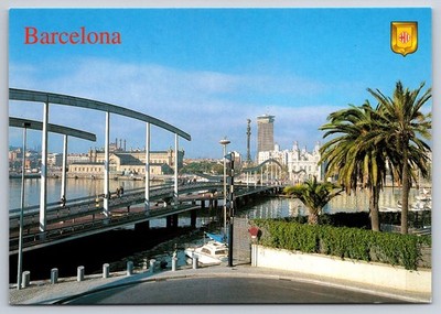 Postcard Barcelona Sea Rambla de Mar Street View Scene Spain Unposted