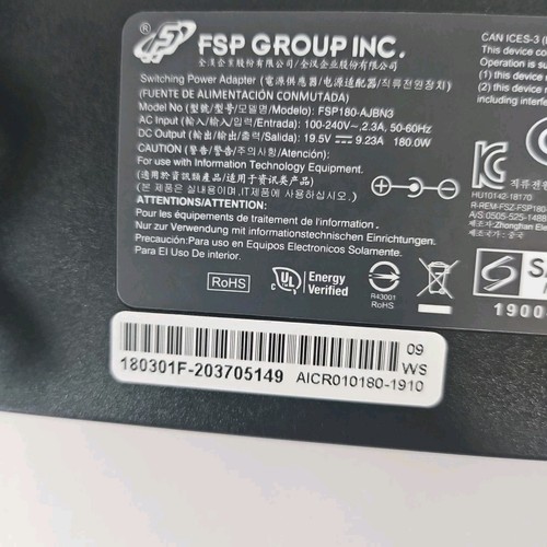 19.5V 9.23A 180W FSP180-AJBN3 For EVOO Gaming Laptop Charger Original - Picture 4 of 11