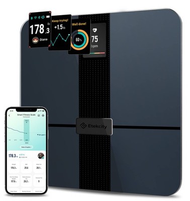Etekcity smarte Körperanalyse Waage mit Herzfrequenz WLAN Bluetooth USB-C