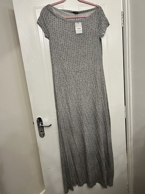 Tezenis Grey Maxi Dress Arrow Print BNWT Size S-M Viscose Casual Lounge Wear New