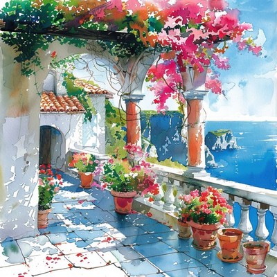 Mediterranean Sea Greece Mousepad Mouse Pad  7 x 9 Santotini Greek Paintings