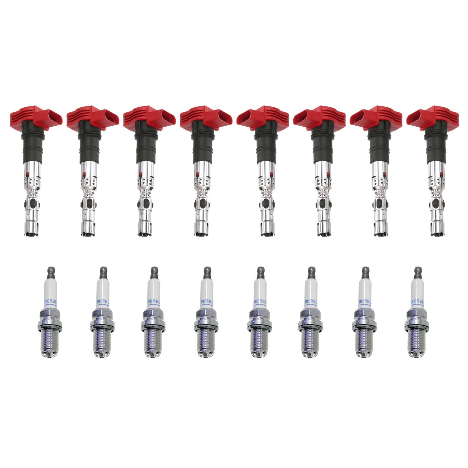 Eldor 8 Ignition Coils NGK Standard Spark Plugs Kit for Audi Volkswagen 4.2L V8