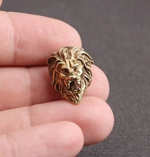 Brass Lion Head Button Figurine Small Animal Statue Table Home Decoration Toy