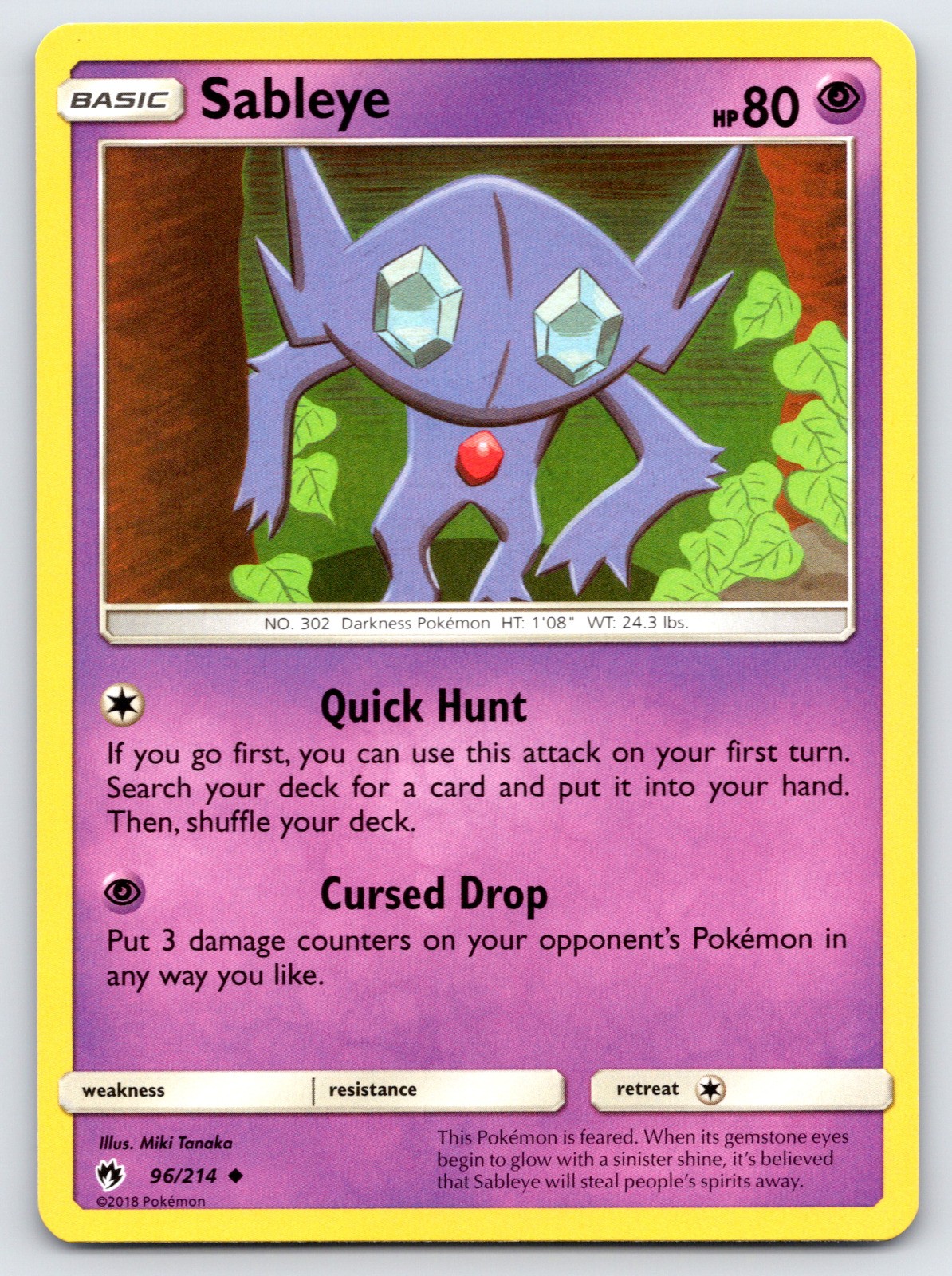 Sableye - SM - Lost Thunder 96/214 - LP Condition