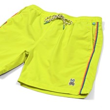 Psycho Bunny Rushup Electric Yellow/Neon Men  s Swim Trunks Lined Large Water