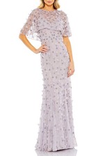 Mac Duggal 93653 Beaded Floral Appliqué Tulle Gown SZ 12 Vintage Lilac $698