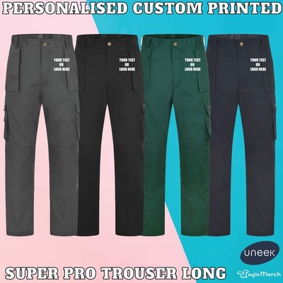 Personalisierte Uneek Super Pro Hose bedruckter Text Logo Arbeitskleidung uni Freizeit Fitnessstudio