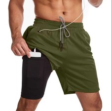 2026 Summer New Men's Fashion Trend Double Layer Shorts Outdoor Fitness Basketba
