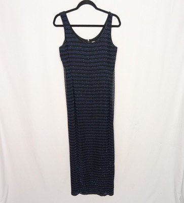 Vintage Bieff Basix 100% Silk Beaded Formal Evening Long Gown Maxi Dress Size 8