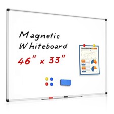 Magnetic Dry Erase White Board - 46 x 33 Inch Whiteboard for Wall - 4 x 3 Lar...