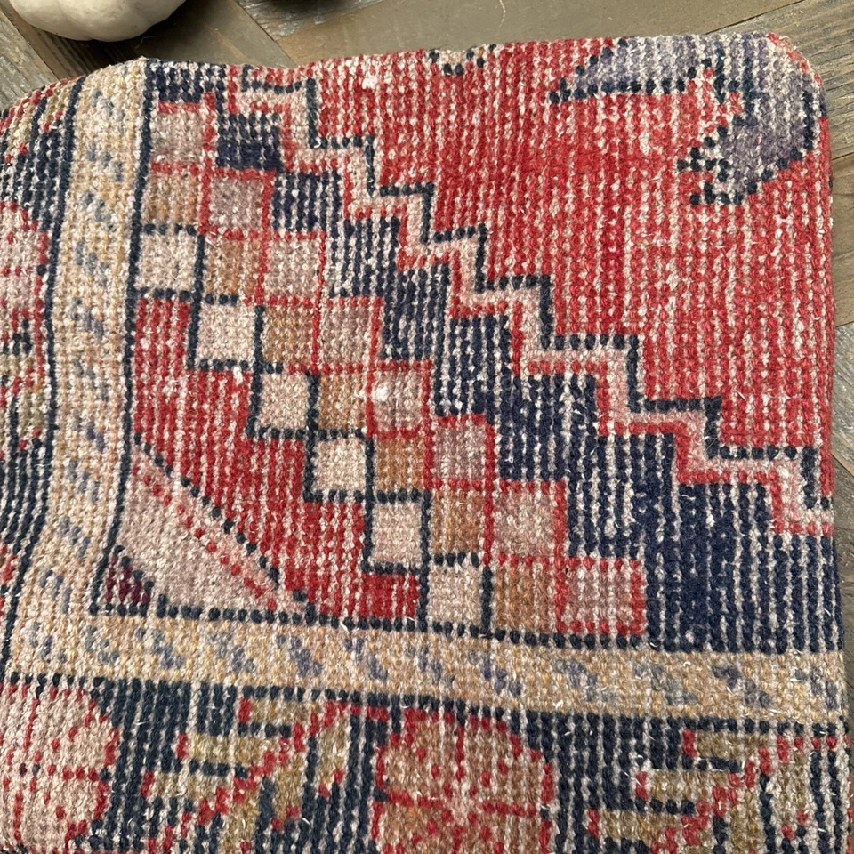 Vintage Turkish Rug Pillow, Boho Decor Pillow Case, Throw Rug Pillow, 16x16 inc - Image 2 of 4