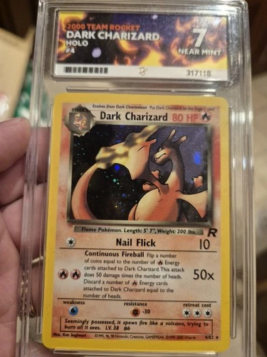 Dark Charizard Holo Unlimited Rocket Ace 7 4/82 Vintahe Nm!!