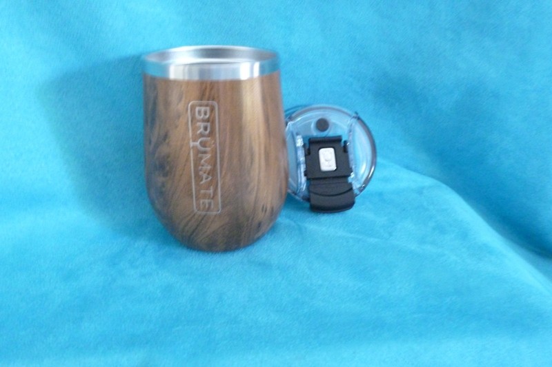 BRUMATE UNCORK'D XL 14 oz WINE TUMBLER WALNUT/woodgrain Spillproof Lid