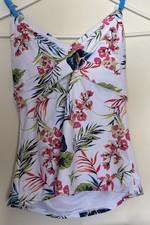 NWT Beachsissi Tankini Swim Top size Large White Floral Print
