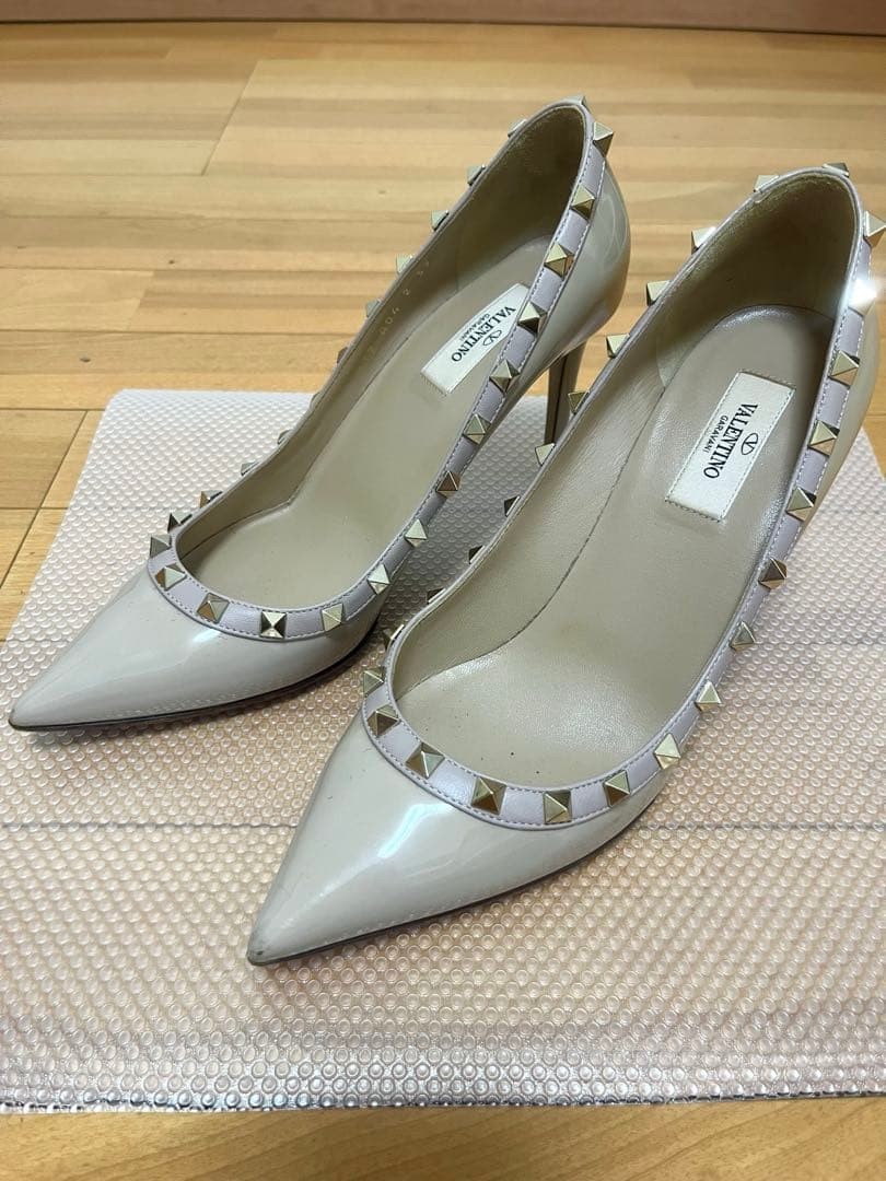 Valentino Garavani Pumps Heel Studded Leather Beige EU39/US9 116183c thumbnail 22