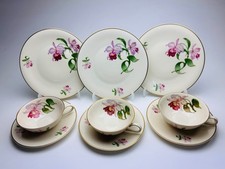 H&Co Selb Bavaria Heinrich 1950/60er  3 Teegedecke  Milchkanne Orchidee  Vintage