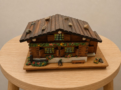 Swiss Chalet Jewelry Music Box Working Wooden Alpine Cabin Ballerina