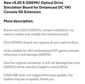 GDEMU Optical Disk Driver Board V5.15, V5.15b, V5.20.5 For SEGA Dreamcast AV1 Co
