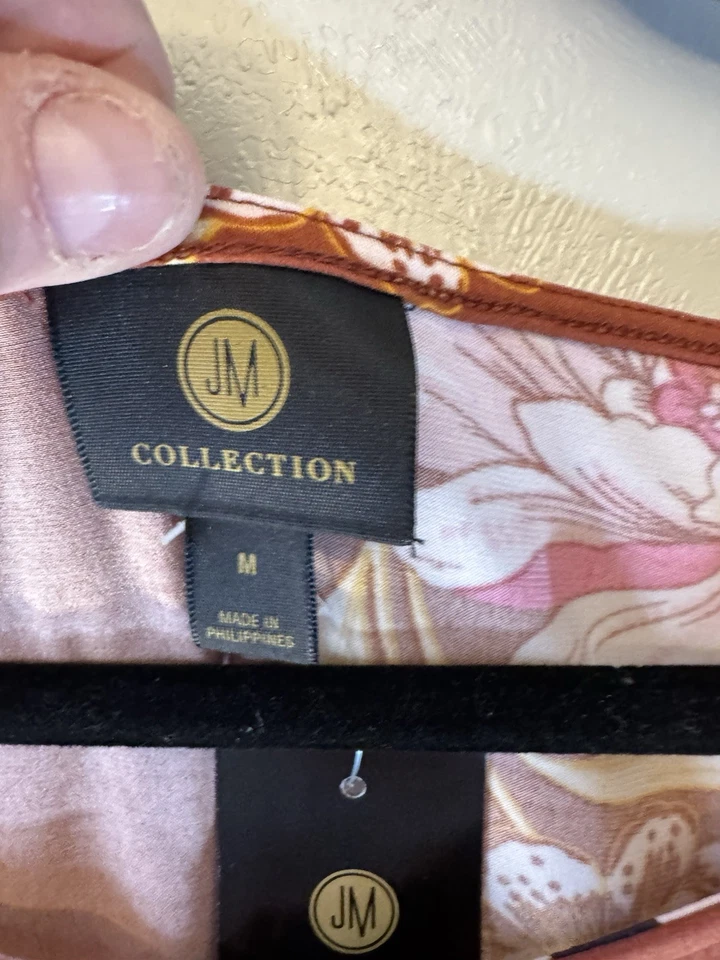 Blusa floral manga campana 3/4 JM Collections talla M nueva con etiquetas Foto 4 de 4