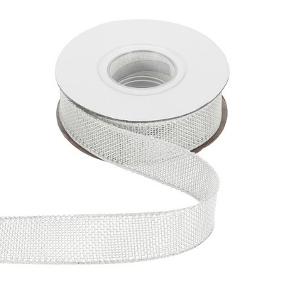Juteband mit Draht 1''x10yd verstärkte Kante, weiß