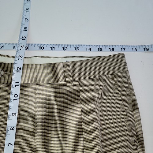 Linea Naturale Pant Mens 34x32 Brown Houndstooth Pleated Cuffed Office *Altered - Picture 10 of 12