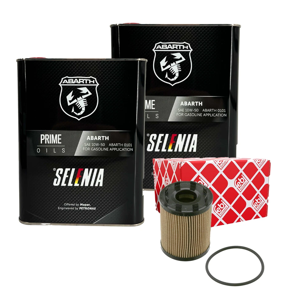 4L Petronas Selenia Abarth 10W50 Ölfilter Ölservicekit für Fiat 500 Abarth