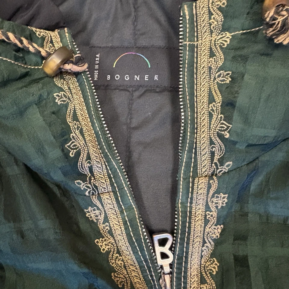 Chaqueta de esquí Bogner vintage para hombre verde bordada cremallera completa talla L Foto 4 de 4