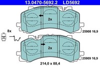 Bremsbelagsatz Scheibenbremse Vorne Ate 130470 56922 FÜR Audi VW BremsbelÄGe