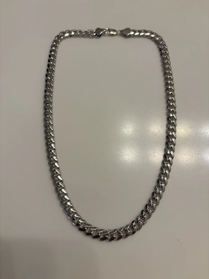 Collar de cadena cubana de plata de ley 925 maciza para hombre - 20” - 8 mm - 58 g Foto 3 de 4