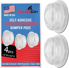 Door Stopper Wall Protector [4 Pack] - Clear Self Adhesive Rubber Door Bumpers. 