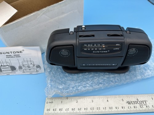 Vintage Suntone Portable Mini Boombox WORKS Model RR2500 AM/FM Radio Black - Picture 2 of 7
