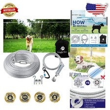 Heavy Duty Dog Tie Out Runner 200ft Trolley System 250lbs Stainless Steel