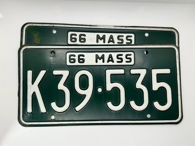 1966 Massachusetts License Plate Matched Pair K39-535 Hot Rod