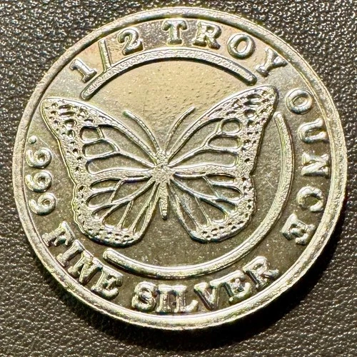 Monarch Precious Metals Butterfly 1/2 toz 99.9% Silver Fractional Round
