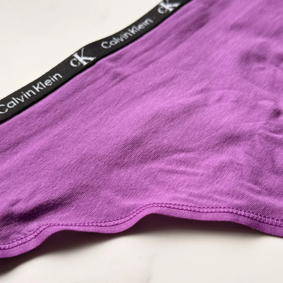 Calvin Klein 1996 棉弹力现代丁字裤内裤紫色,尺寸 L/XL — 第 3/4 张图片