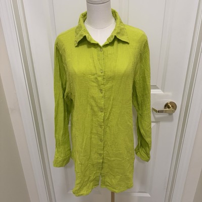 NWT Pretty Little Things Lime Green Lightweight Long Sleeve Collared Tunic