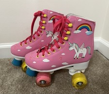 Liku Quad Roller Skates Pink Unicorn Rainbow Girls Size 3-4