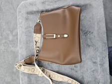 Womens Brown Monogram Crossbody Bag Adjustabl...